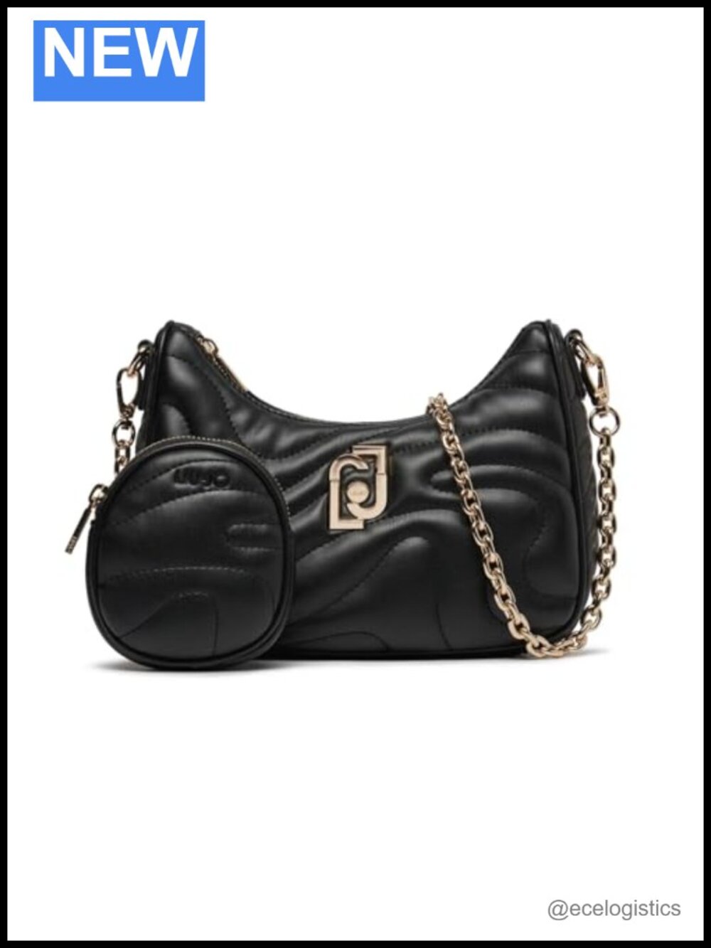 Liu Jo Small Black Quilted Crossbody Bag Leather Adjustable Strap